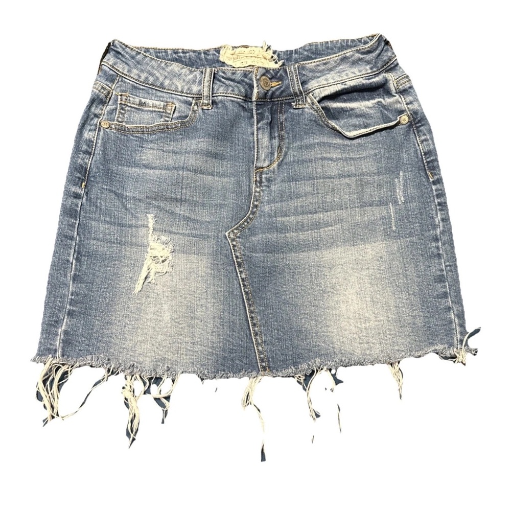 Altar’d State Women’s XS Micro Mini Denim Skirt Distressed Raw Hem Y2K Summer